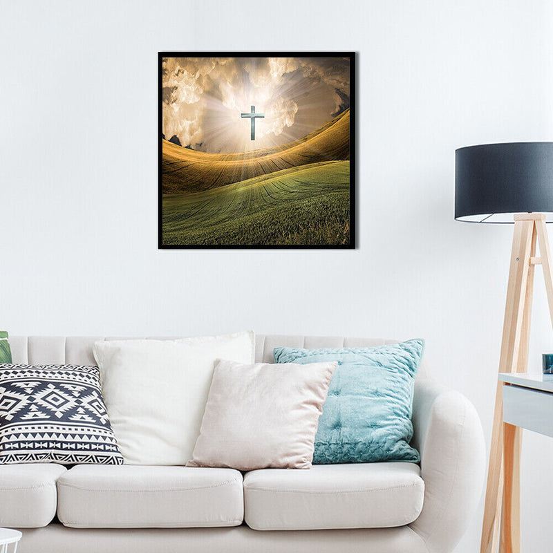 12x12 inch 5D Full Round Diamond Painting Cross over Field Rhinestone Picture