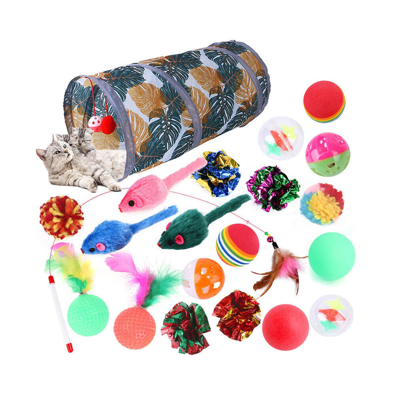 21pcs Funny Cat Toys Combination Set Feather Teaser Tunnel Interactive Playing