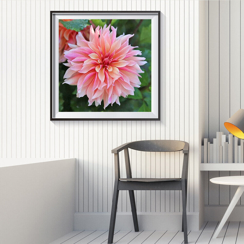 5D DIY Full Round Drill Diamond Painting Pink Flower Mosaic Rhinestone Draw