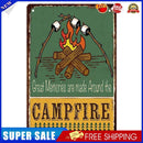 20x30cm Campfire Barbe Print Rectangular Metal Retro Tin Drawing Flat Style