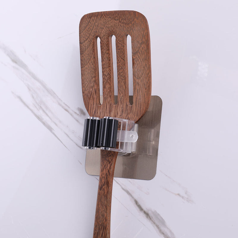 Adhesive Hooks Kitchen Bathroom Wall Mop Hanger Broom Holder Rack (Black) Newly