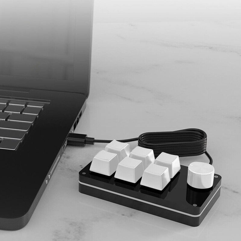 RGB Macro Keyboard Knob 6 Key 1 Knob Programmable Mechanical Keypad for Gaming