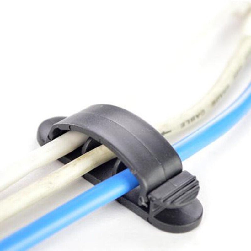 10Pcs Cable Cord Wire Line Organizer Plastic Clips Ties Fixer Holder Black