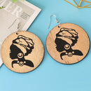 Böhmen Holz Ohrstecker Großer Kreis Afrikanische Königin Holz Gemalt Schmuck