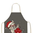 Kitchen Linen Apron Dog Carry Christmas Lantern Painted Cooking Pinafore
