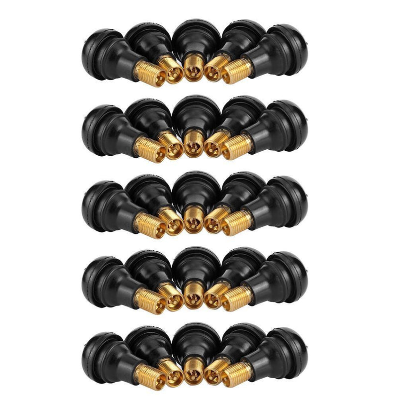 TR412 Snap-in Rubber Tubeless Tire Valve Stems for Car Motorcycle (25pcs)