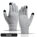 Full Finger Knitted Gloves Men Women Bike Warm Touch Screen Mittens (Grey)