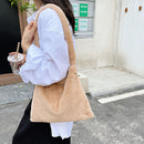 Women Plush Cherry Printing Shoulder Underarm Bag Retro Ladies Small Handbags
