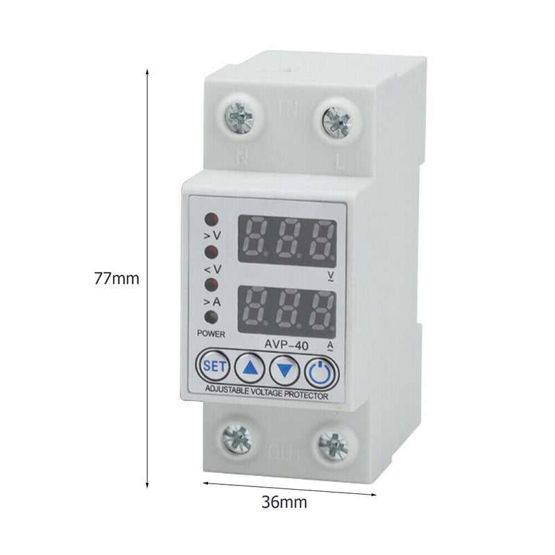 230V Adjustable Digital Over Under Voltage Current Protective Limit (40A)