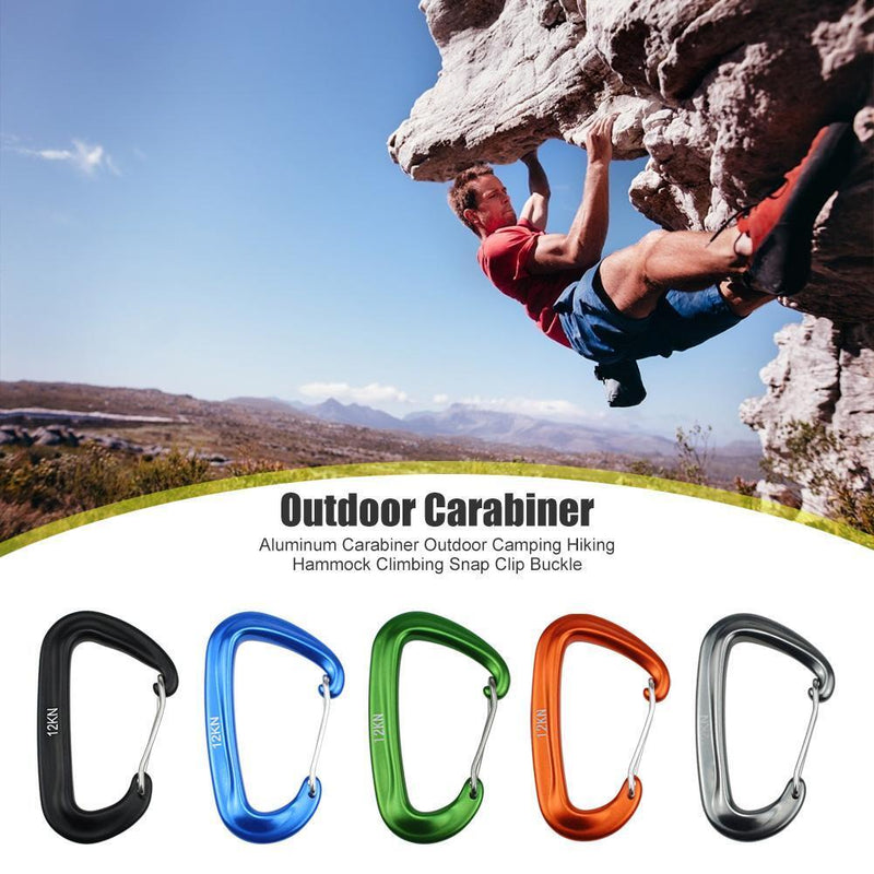 5pcs Aluminum Carabiner Outdoor Camping Hammock Climbing  Buckle (Black)