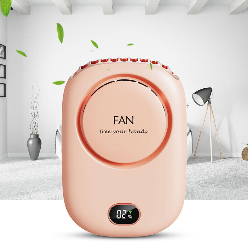 Mini Portable Bladeless Neck Fan Rechargeable Silent Cooling Fans (Pink)