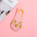Fashion Women Breathable Cute Banana Print Cotton Short Boat Socks (Pink)