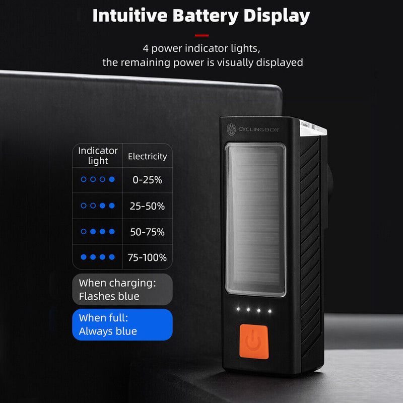 CYCLINGBOX T6 LED Bike Headlight Ring Bell Waterproof Warning Bicycle Lamp Horn