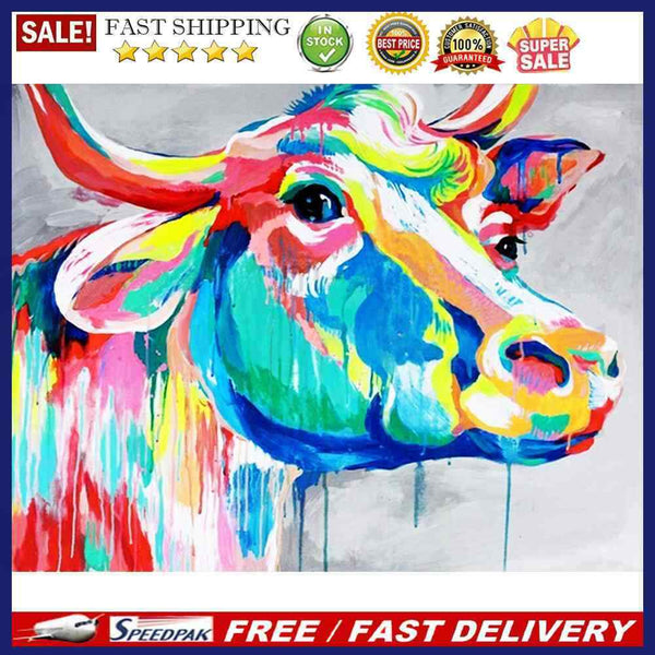 Animals Oil Painting Kit by Numbers Lion Bull Dolphin Tiger Coded Hand Drawing