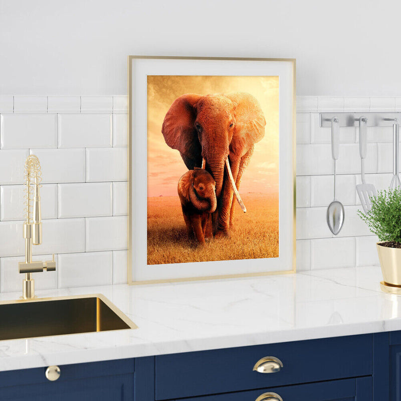 5D DIY Diamond Painting Snuggle Elephant Full Round Drill Cross Stitch Mosaic