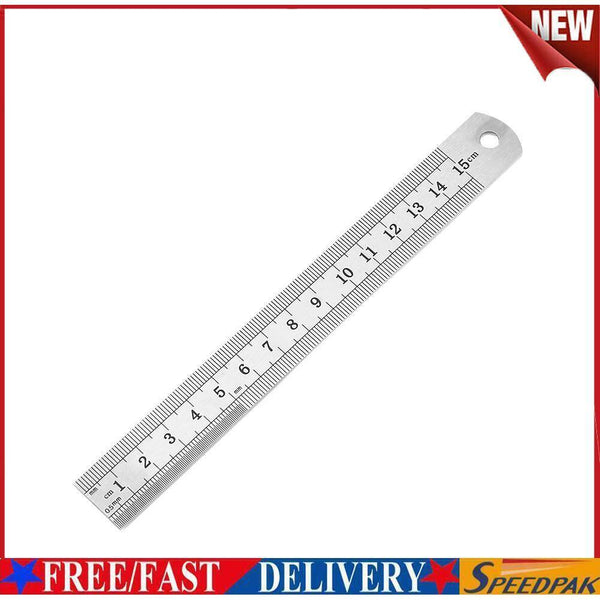 Stainless Steel Metal Straight Ruler Double Sided Measuring Tool (150mm) #F