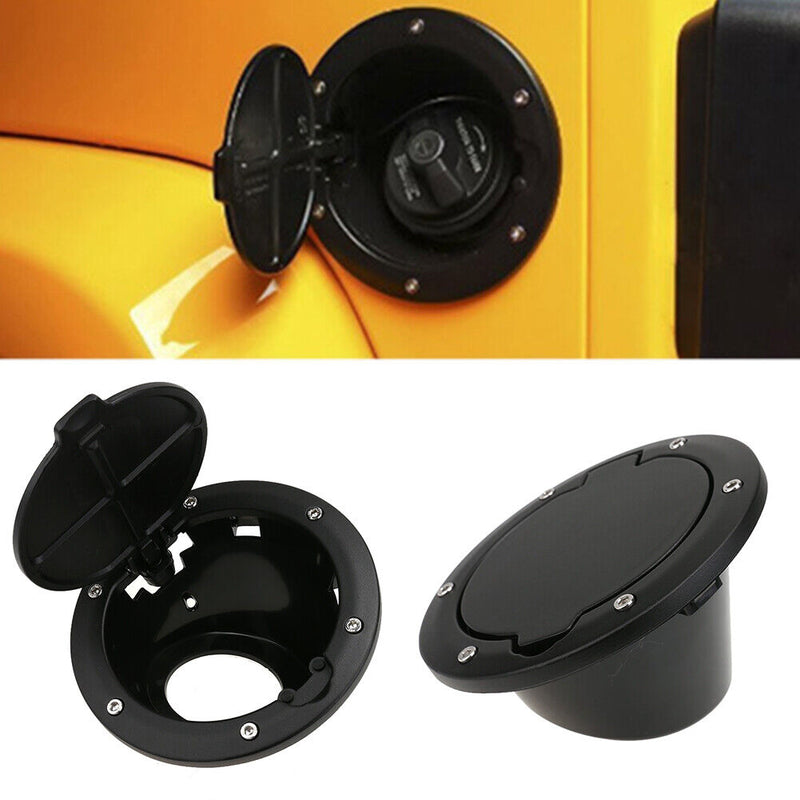 Fuel Tank Cap Black ABS Tank Cover Replacement for Jeep Wrangler JK 07-16