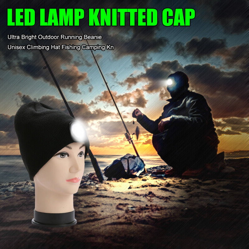 Unisex Winter LED Light Cap Warm Beanies Outdoor Fishing Running Beanie Hats