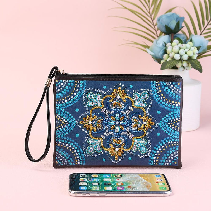 DIY Mandala Special Shaped Diamond Painting Wristlet Clutch Zipper Wallet Newly