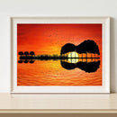 Canvas Painted Oil Paint By Numbers Guitar Scenery DIY Home Wall Art Decor