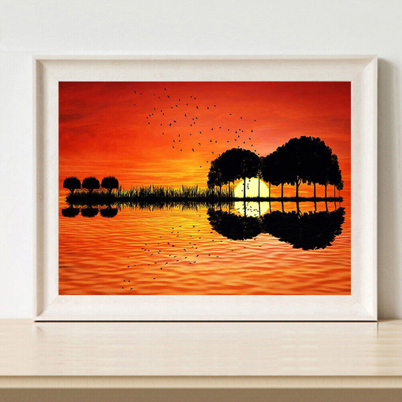 Canvas Painted Oil Paint By Numbers Guitar Scenery DIY Home Wall Art Decor