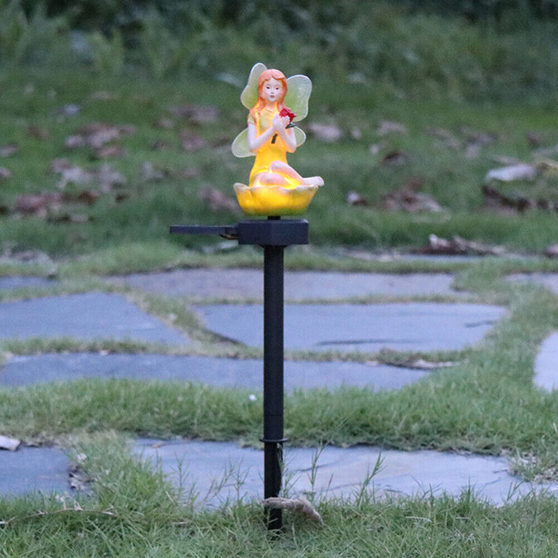 Solar Flower Fairy Light Outdoor Pixie Lawn Stake Lamp Garden Decor (Green)