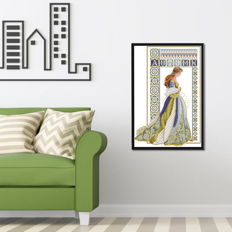 2 Strands Angel Girl Partial Embroidery Stamped Cross Stitch Handmade Home