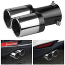 Dual Outlet Car Exhaust Tip Stainless Steel Auto Muffler Silencer Black+Sil