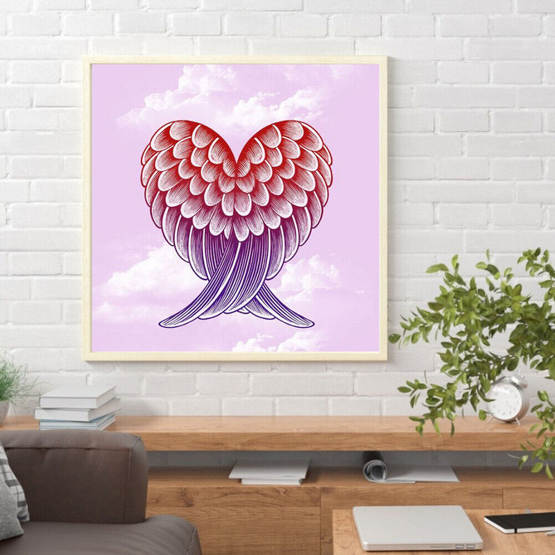 Full Round Diamond Painting DIY Kit Pink Angel Wings Rhinestone Mosaic Picture