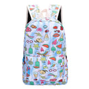 7pcs/Set Women/Men Food Print Canvas Backpacks Stationery Shoulder Bags (H)
