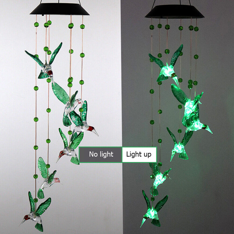 Solar Hummingbird Wind Chimes Hanging Catcher Windchime Pendant Hanging Ornament