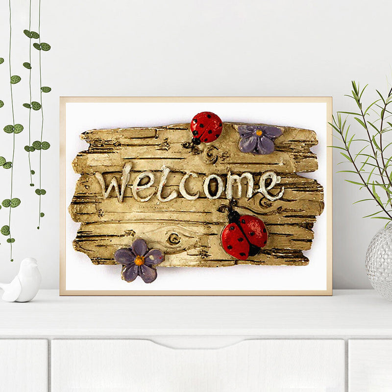 5D Diamond Painting Kit Welcome Board Full Square Drill Rhinestone DIY Wall