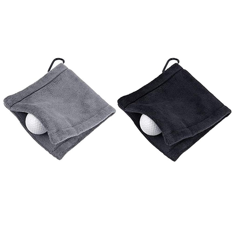 Microfiber Golf Ball Cleaning Towel Golf Club Wiping Cloth Cleaner (Black)