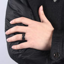 Stainless Steel Fashion Wedding Band Men Ring Black Carbon Fiber Ring