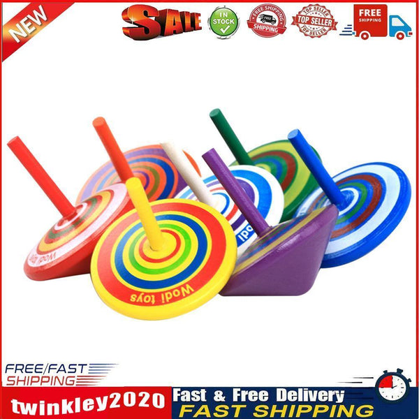 Wood Gyro Kids Toys Relief Stress Desktop Spinning Top Toys Gifts (Circle) Newly