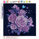 DIY 5D Purple Flowers Diamond Painting Embroidery Cross Crafts Stitch Decor