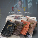 Men Retro Casual Multi-Slot Short Wallet Zipper Purse Card Holder with Chain