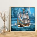 5D Diamond Painting Full Round Drill DIY Storm Boat Rhinestone Drawing Mosaic