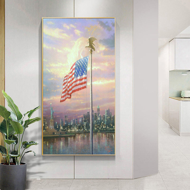 Diamond Painting Full Round Drill American Flag Rhinestone Modern Handmade Cr