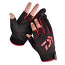 3-Finger Cut Unisex Arrow Fishing Glove Non-Slip Angling Gloves (Black Red)