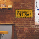 Welcome Beer Zone License Plate Metal Tin Sign Plaque for Bar Pub Club Cafe