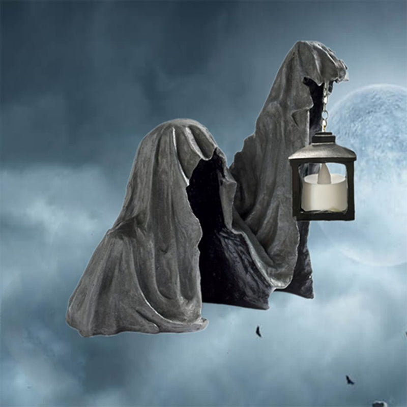Witch Lantern Ghost Sculpture Ground Reaper Halloween Witch Ornament Statue