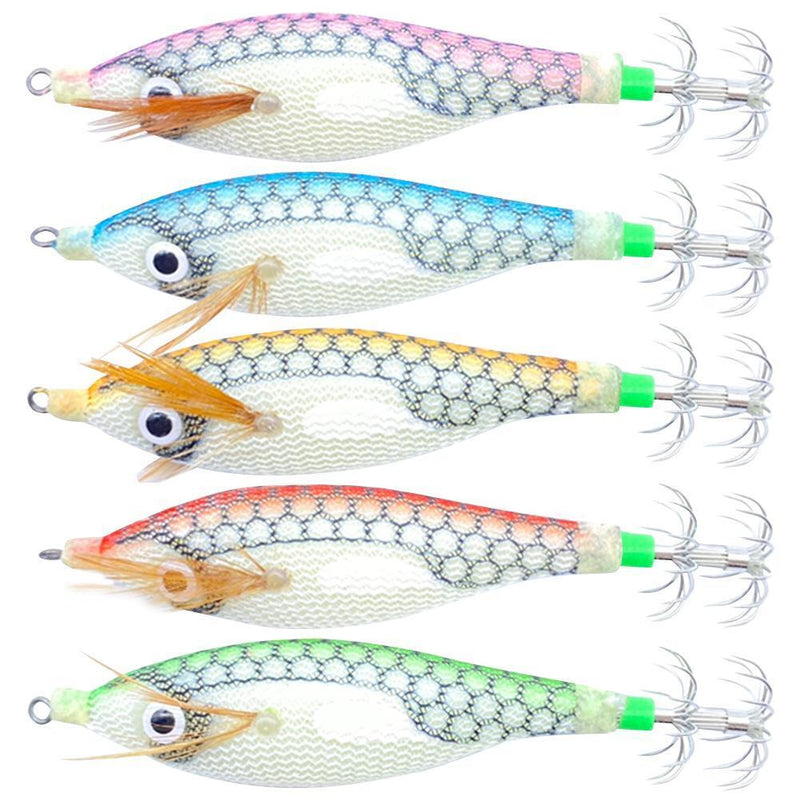 Luminous Artificial Jigs Fishing Lures Cuttlefish Catcher Tackle (Orange White)