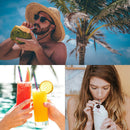 Outdoor Reusable Collapsible Drinking Straw Suit with Cleaning Brush (D) Newly