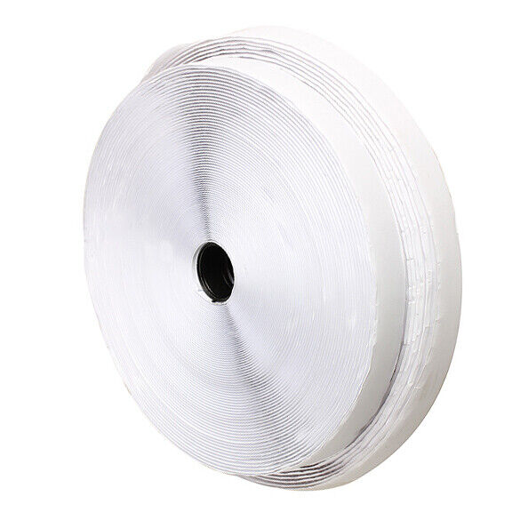 2 Rolls Self Adhesive Magic Hook Rough Loop Tape Fastener 25m White