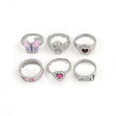 6 Pcs/Set Women Fashion Jewelry Angel Pink Rings Alloy Many Kinds