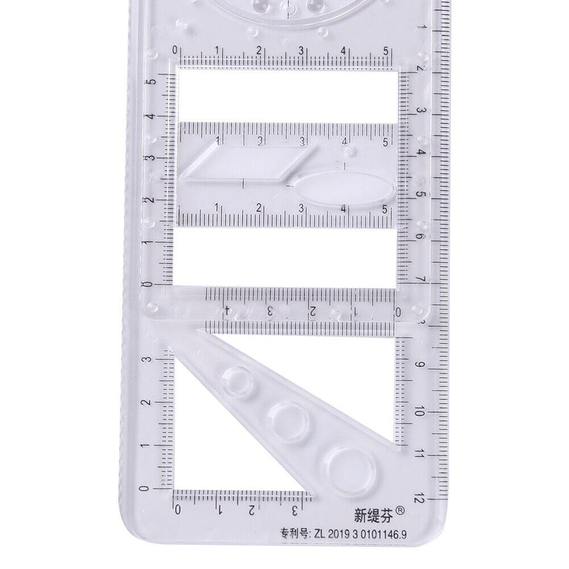 Geometric Ruler Students Rotatable Mathematical Ellipse Circle Drafting Tools