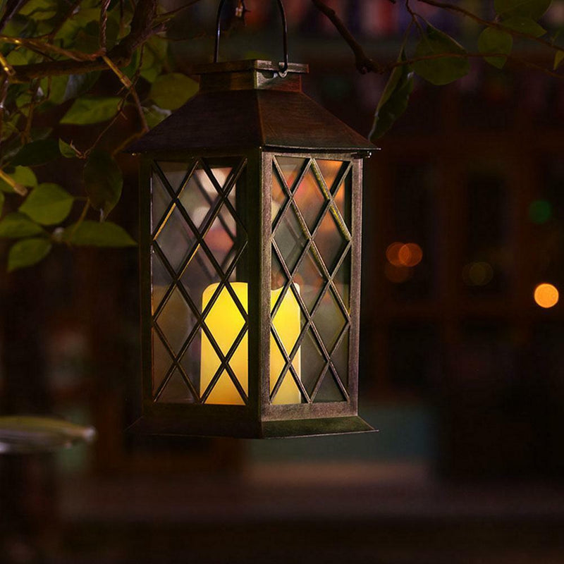 Waterproof LED Solar Powered Hanging Candles Lantern Lights Garden Outdoor Lamps