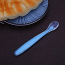 Baby Spoon Soft Silicone Feeding Spoon Learn to Eat Small Spoon(Blue)
