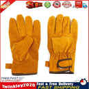 Cowhide Leather Cooking Working Welding Safety Protective Gloves (Yellow) Newly